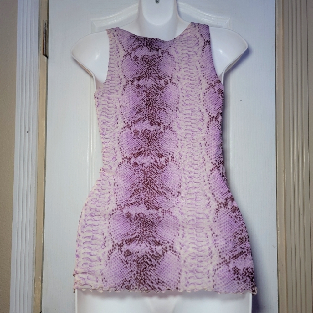 Y2K Italy Euro Purple Snake Print Women's Top One Size - Picture 2 of 3